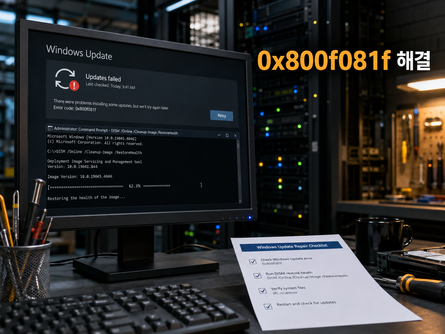 Windows 업데이트 0x800f081f 오류 해결방법|DISM 원본 파일 복구·SFC 검사 순서